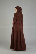 Nida Umbrella Abaya for women in Pakistan with open style from front and chiffon scarf.