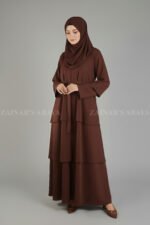 Nida Umbrella Abaya for women in Pakistan with open style from front and chiffon scarf.