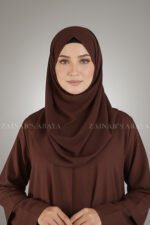 Nida Umbrella Abaya for women in Pakistan with open style from front and chiffon scarf.