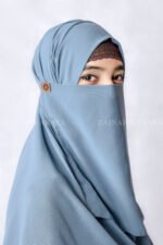 Jade Colored Nose Niqab For Women in Pakistan with Tie Style which is crafted in Premium Chiffon Fabric