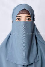 Jade Colored Nose Niqab For Women in Pakistan with Tie Style which is crafted in Premium Chiffon Fabric