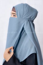 Jade Colored Nose Niqab For Women in Pakistan with Tie Style which is crafted in Premium Chiffon Fabric