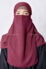 Maroon Colored Nose Niqab For Women in Pakistan with Elastic Style which is crafted in Premium Chiffon Fabric