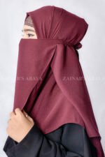 Maroon Colored Nose Niqab For Women in Pakistan with Tie Style which is crafted in Premium Chiffon Fabric