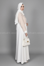 Nida Coat Style Abaya for Women in Pakistan with Two Color Combination and a scarf in chiffon fabric