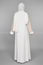 Nida Coat Style Abaya for women in Pakistan with matching scarf in chiffon fabric.