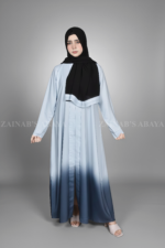 Two Tone Color Front Open Abaya for women in Pakistan at cheap price with a black scarf in chiffon fabric.