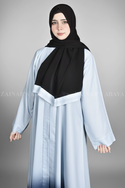 Two Tone Colors Front Open Abaya for women in Pakistan at cheap price with a black scarf in chiffon fabric.