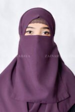 Purple Colored Nose Niqab For Women In Pakistan with Tie Style in Chiffon Fabric