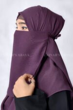 Purple Colored Nose Niqab For Women In Pakistan with Tie Style in Chiffon Fabric