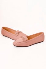 Soft Pink Ladies Pumps with Golden Chain Z 405 - Image 2