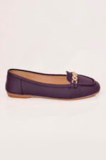 Deep Purple Ladies Pumps with Golden Accent Z 404 - Image 4