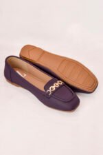 Deep Purple Ladies Pumps with Golden Accent Z 404 - Image 5