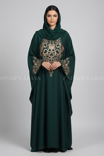 Nida Butterfly Abaya for women in Pakistan with Embroidery on Front & Sleeves