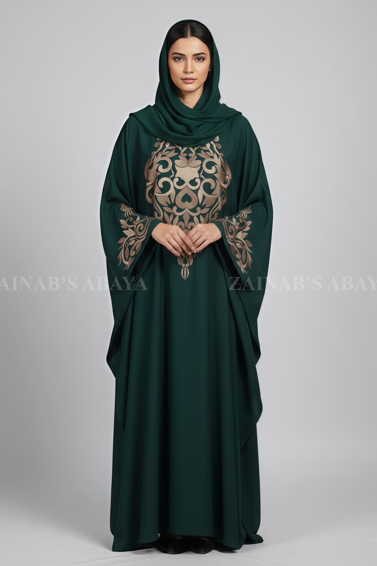 Butterfly Abaya - Zainab Designer Abaya Nida Butterfly Abaya for women in Pakistan with Embroidery on Front & Sleeves