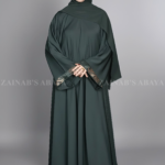 Nida Umbrella Abaya for women in Pakistan with embroidery and comes with a scarf in chiffon fabric.
