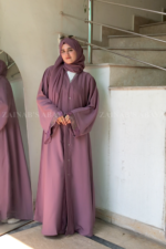 Navy Color Front Open Abaya with Stylish Embroidered Cuffs OL-1141 - Image 3