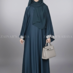 Navy Color Front Open Abaya with Stylish Embroidered Cuffs OL-1141