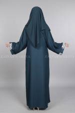 Navy Color Front Open Abaya with Stylish Embroidered Cuffs OL-1141 - Image 6