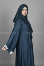 Navy Color Front Open Abaya with Stylish Embroidered Cuffs OL-1141 - Image 4