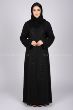 Black Color Front Open Abaya with Embroidery OL-139