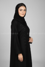 Black Color Front Open Abaya with Embroidery OL-139 - Image 4