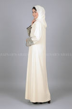 Nida Gown Abaya for women in Pakistan with embroidered sleeves or matching scarf in chiffon fabric.