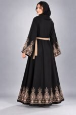 Nida Double Front Open Gown Abaya With Embroidery – 0857 - Image 6