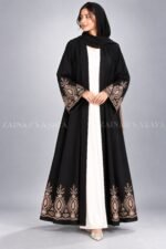 Nida Double Front Open Gown Abaya With Embroidery – 0857 - Image 3