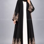 Nida Double Front Open Gown Abaya With Embroidery – 0857