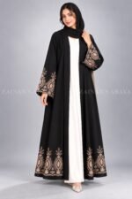 Nida Double Front Open Gown Abaya With Embroidery – 0857