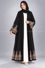 Nida Double Front Open Gown Abaya With Embroidery – 0857 - Image 5