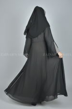 Dual Layers Umbrella Abaya for women in Pakistan with Inner in Nida Korean Fabric and Outer in Chiffon Fabric as well a matching chiffon scarf.