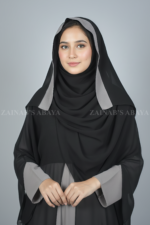 Dual Layers Umbrella Abaya for women in Pakistan with Inner in Nida Korean Fabric and Outer in Chiffon Fabric as well a matching chiffon scarf.