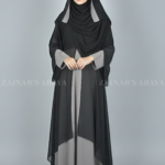 Dual layers Umbrella Abaya for women in Pakistan with Inner in Nida Fabric and Outer in Chiffon fabric comes with chiffon matching scarf.