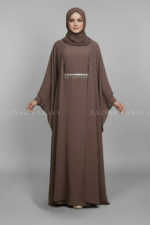 Nida Kaftan Abaya for women in Pakistan which is crafted with Premium Nida Korean Fabric it includes and inner or belt with lace work as well as matching scarf in chiffon fabric.