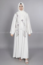 Nida Maxi Abaya for Women in Pakistan with Stylish Embroidery on Front and comes with the scarf which is in chiffon fabric.