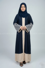 Nida Front Open Abaya for Women in Pakistan with stylish 8 strips on sleeves