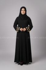 Nida Maxi Abaya for women in Pakistan with Embroidered Sleeves comes with a matching scarf in chiffon fabric.