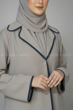 Coat Style Abaya with Front Button and Piping OL-1124 - Image 3