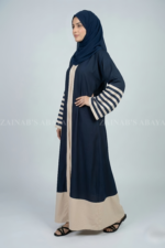 Nida Front Open Abaya for Women in Pakistan with stylish 8 strips on sleeves