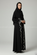 Nida Black Embroidered Front Open Abaya for Women in Pakistan