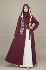 Embroidered Double Front Open Abaya OL-1101 - Image 5