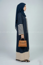 Nida Front Open Abaya for Women in Pakistan with stylish 8 strips on sleeves