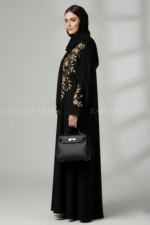 New Front Open Abaya with Embroidery on Front & Sleeves OL-860 - Image 3