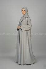 Coat Style Abaya with Front Button and Piping OL-1124