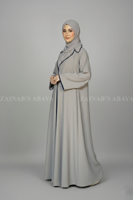 Coat Style Abaya with Front Button and Piping OL-1124