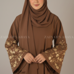 Nida Maxi Abaya for Women with Embroidered Sleeves comes with a matching scarf.