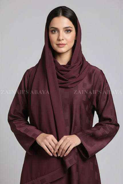 Zoom Self Print Maxi Abaya for women in Pakistan comes with matching scarf in chiffon fabric