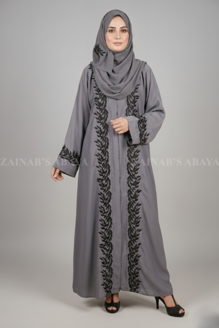 Nida Front Open Abaya for Women in pakistan with elegant embroidery